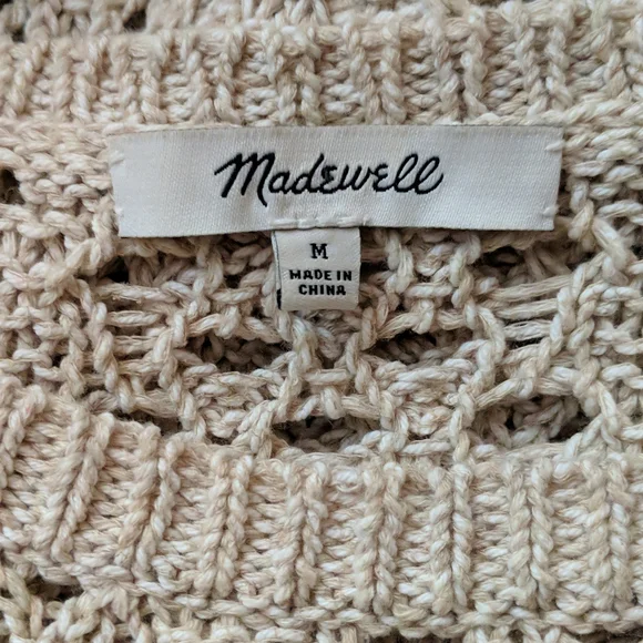 Madewell Crochet Knit Sweater Beige Medium - Picture 8 of 10